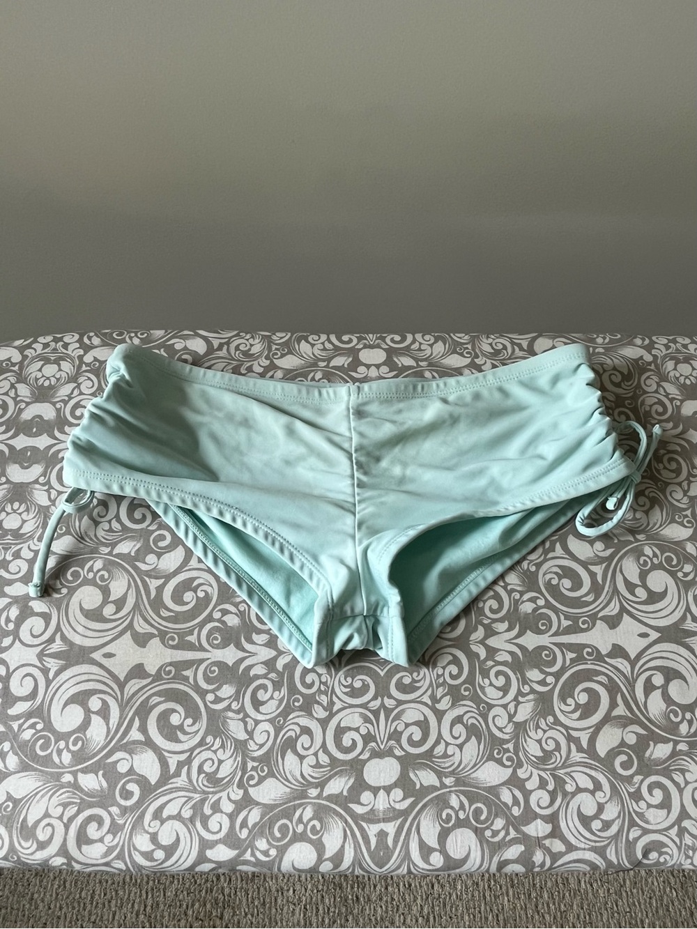 Sea Foam Green Boy Short Swim Bottoms with Side Ties